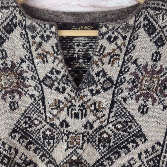 Invisible World 100% Alpaca V-Neck Sweater Large Hand Loomed Juneau Alaska - Picture 6 of 11